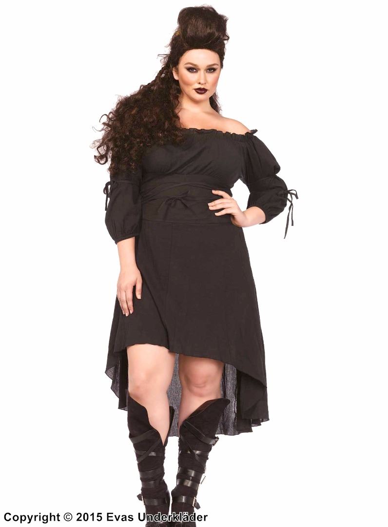 Bondepike, kostyme-kjole, off-shoulder, XL til 4XL